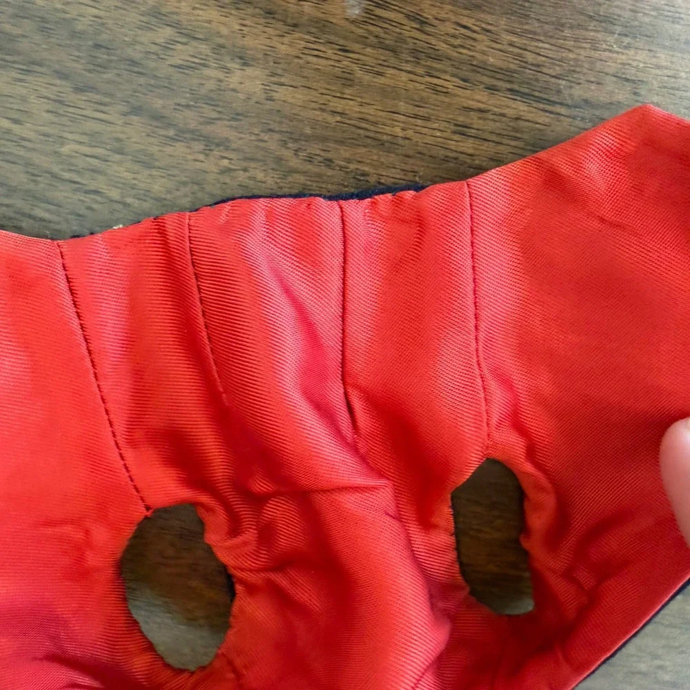 Vintage Mattel Ken Doll Navy Blue Vest Red Satin Lining Metal Snaps 1960s